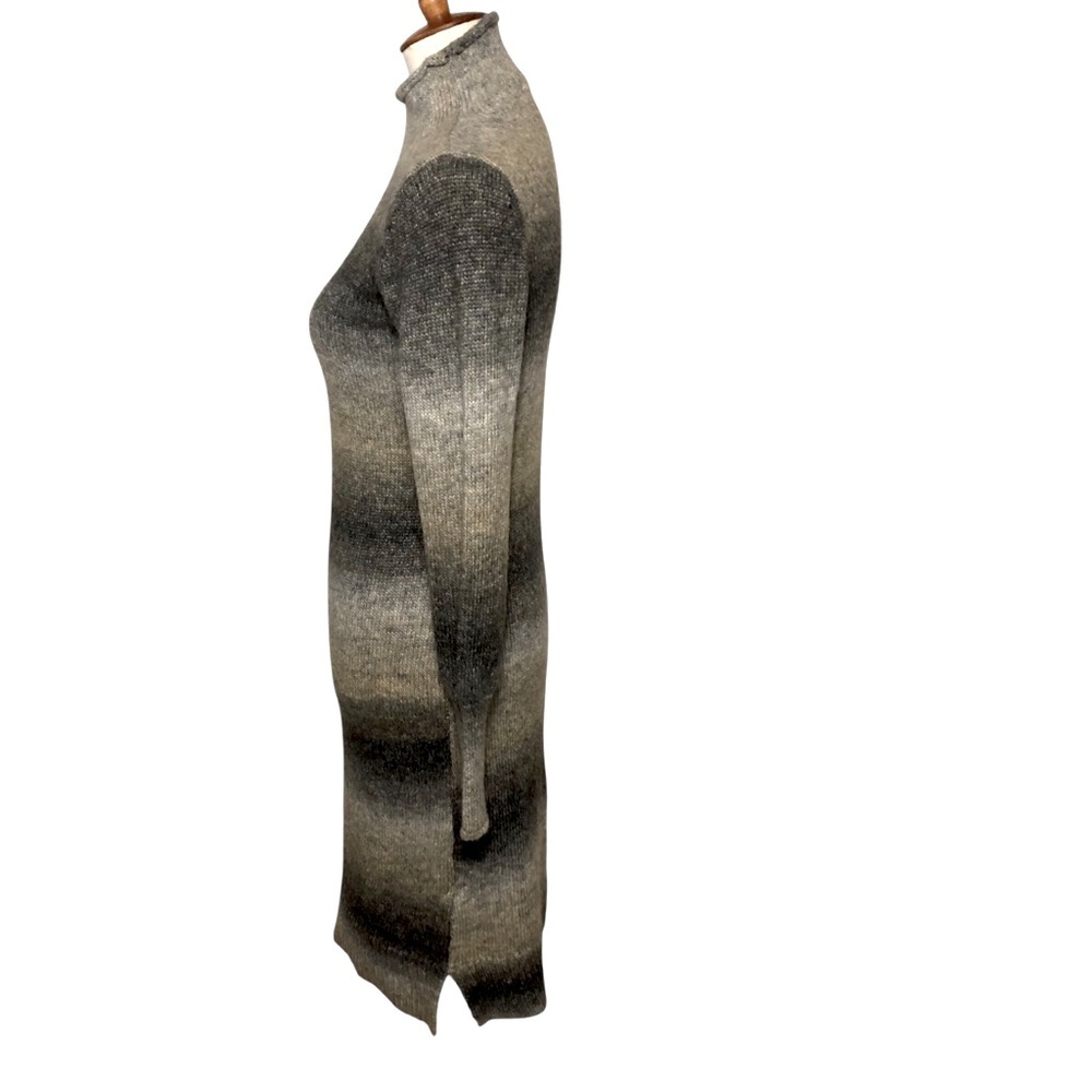 Cynthia Rowley Sweater Dress S Gray Ombre Wool Blend Midi Mock Neck Office Cozy - Picture 6 of 14